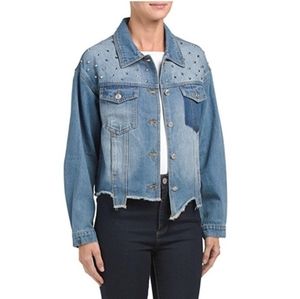Midnight Muse Studded distressed crop Jean Jacket